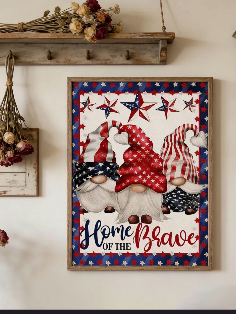 Patriotic Gnome Flag - Home of the Brave 1PC 17.7”x 11.8”